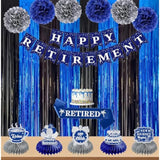 2 Pack 3.3x6.6ft Black & Blue Metallic Tinsel Backdrop Curtains for Parties & Events