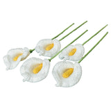 5 Pcs Crochet Calla Lily Artificial Flowers, Handmade Wedding Bouquet, Creative Gift For Women Anniversary College Students Coworkers, Office And Home Decor (White)