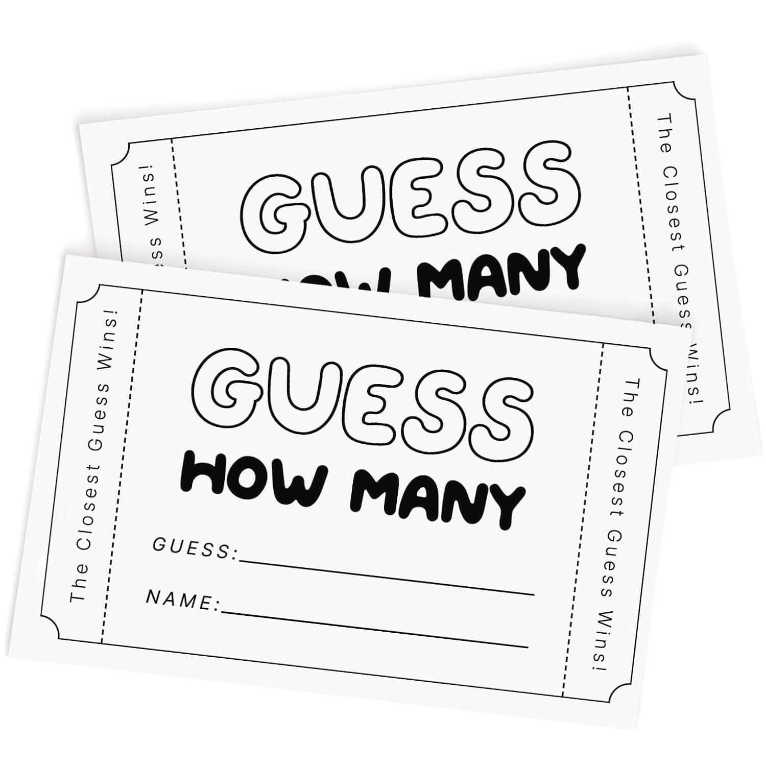 Guess How Many Cards, Bridal Shower Games, Baby Shower Games, 3.5 X 2 Inches, 50 Pack, Minimalist