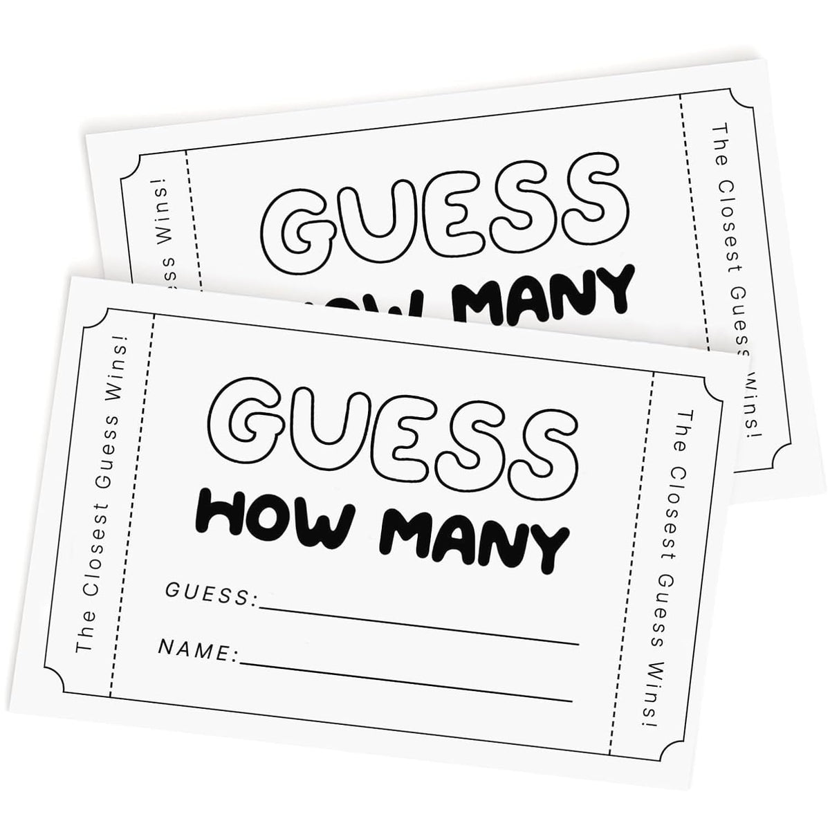 Guess How Many Cards, Bridal Shower Games, Baby Shower Games, 3.5 X 2 Inches, 50 Pack, Minimalist