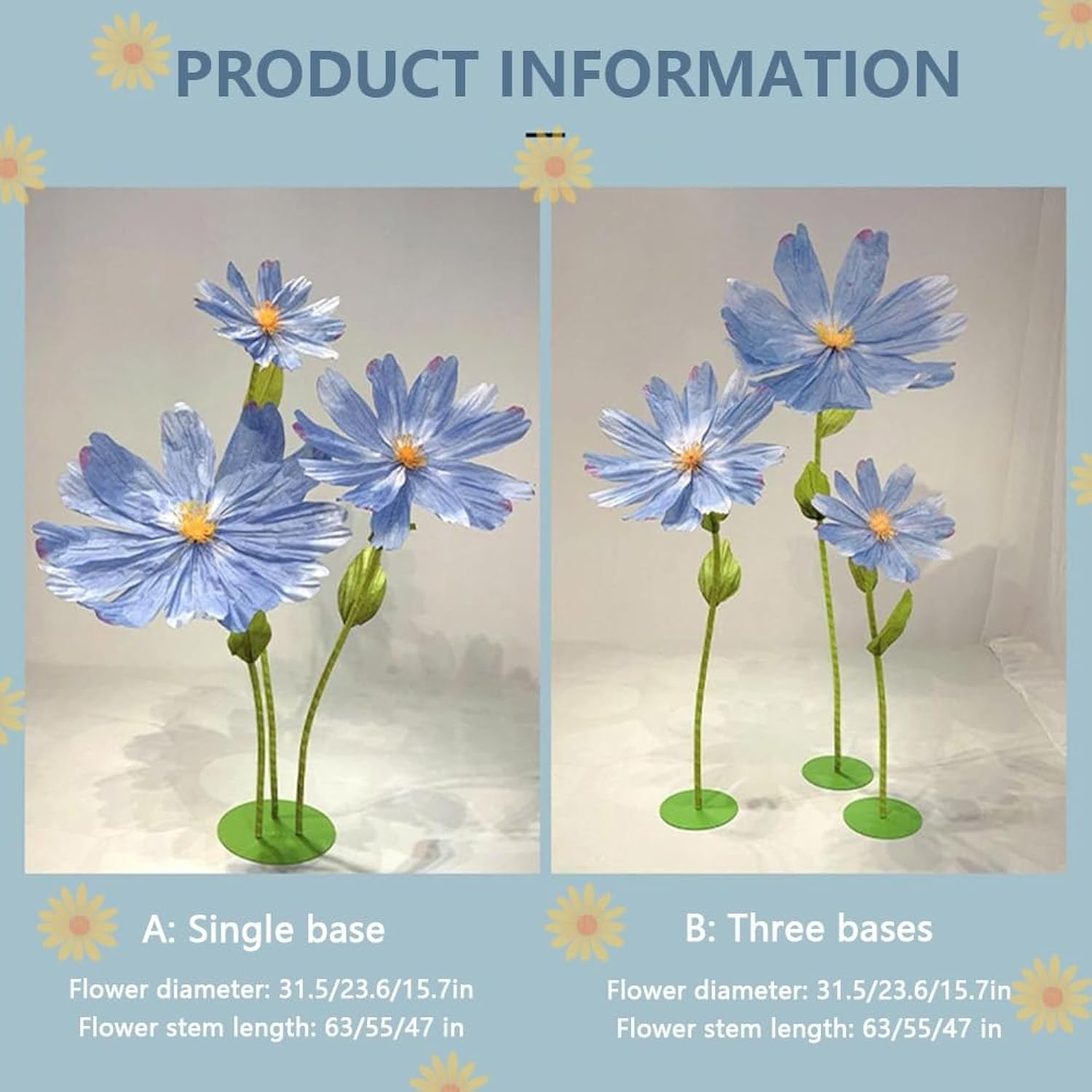 Giant Artificial Daisy Flowers Wedding Decorations For Reception Waterproof Artificial Flowers Elegant Floral Display Huge Party Decor For Birthday Wedding Arrangements Banquet Background