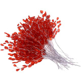 50Pcs Artificial Flower Stem With Crystal Acrylic Beads Water Drop Diamante Flower Branches For Home Wedding Decor - Red