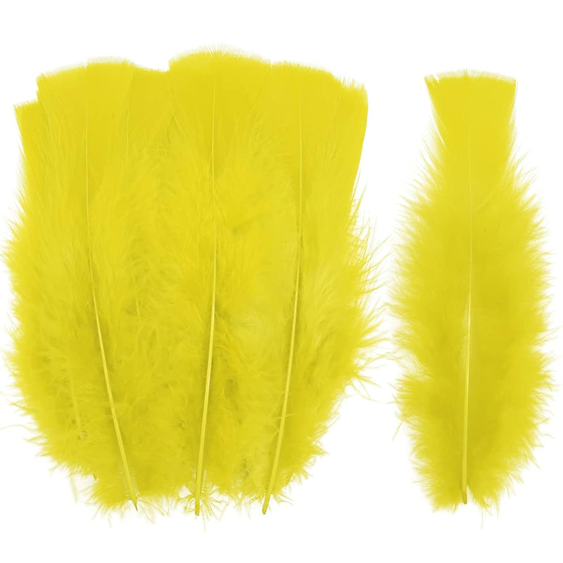 100Pcs Yellow Turkey Flat Feathers 4-6 Inch Fluffy Feathers For Crafts Masks H