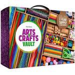 Arts And Crafts Vault - Craft Supplies Kit In A Box For Kids Ages 4 5 6 7 8 9 10 11 & 12 Year Old Girls & Boys - Crafting Set Kits - Gift Ideas For Kid Art Activity Gifts