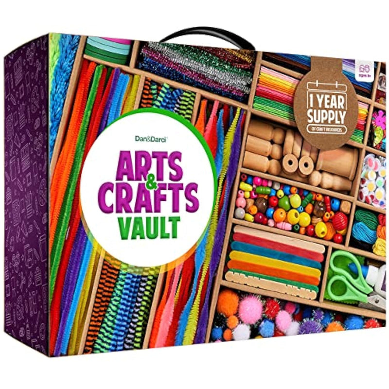 Arts And Crafts Vault - Craft Supplies Kit In A Box For Kids Ages 4 5 6 7 8 9 10 11 & 12 Year Old Girls & Boys - Crafting Set Kits - Gift Ideas For Kid Art Activity Gifts