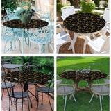 Celestial Black Gold Round Tablecloth 36-44 Inch Mystical Washable Decor