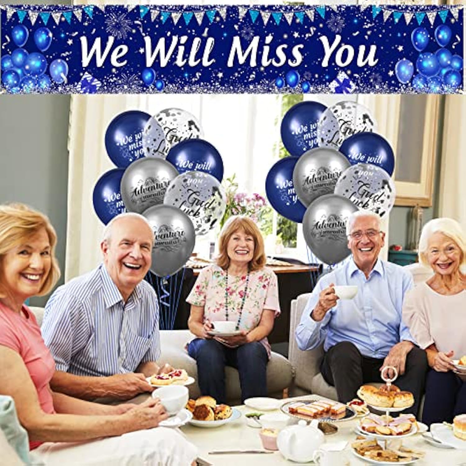 Blue We Will Miss You Party Decorations Navy Blue Silver We Will Miss You Banner And 18Pcs Good Luck Going Away Balloons For Farewell Retirement Graduation Coworker Leaving Goodbye Party