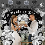 Bride Or Die Bachelorette Party Decorations, 35Pcs Black Bride To Be Banner Balloons Sash Veil Hanging Swirls Cake Topper Kit, Till Death Do Us Decorations For Bridal Shower Wedding Party