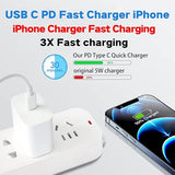 3 Pack 20W USB C Fast Charger with 6FT Lightning Cable for iPhone 14 13 12 11 Wall Charger