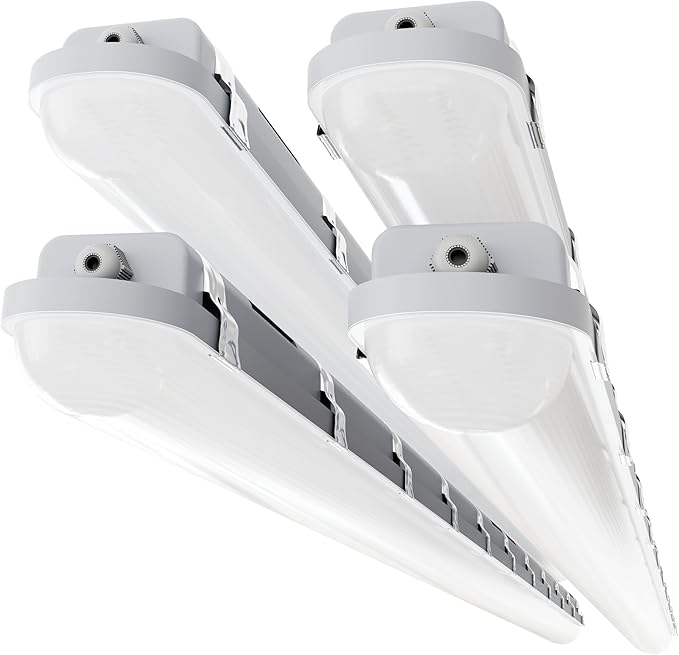 4 Pack 8FT LED Vapor Tight Lights 18000LM IP66 Waterproof CCT Selectable Shop Fixtures for Warehouse Car Wash
