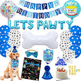 Boy Dog Birthday Party Decoration Set: Hat, Bandana, Bowtie, Banner, Balloons