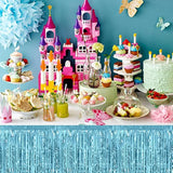 6 Pack 29X108 Inch Light Blue Metallic Foil Fringe Table Skirts Banner For Tinsel Streamer Garland Curtains Backdrop For Parade Floats Wedding Baby Shower Birthday Christmas Halloween Party Decoration