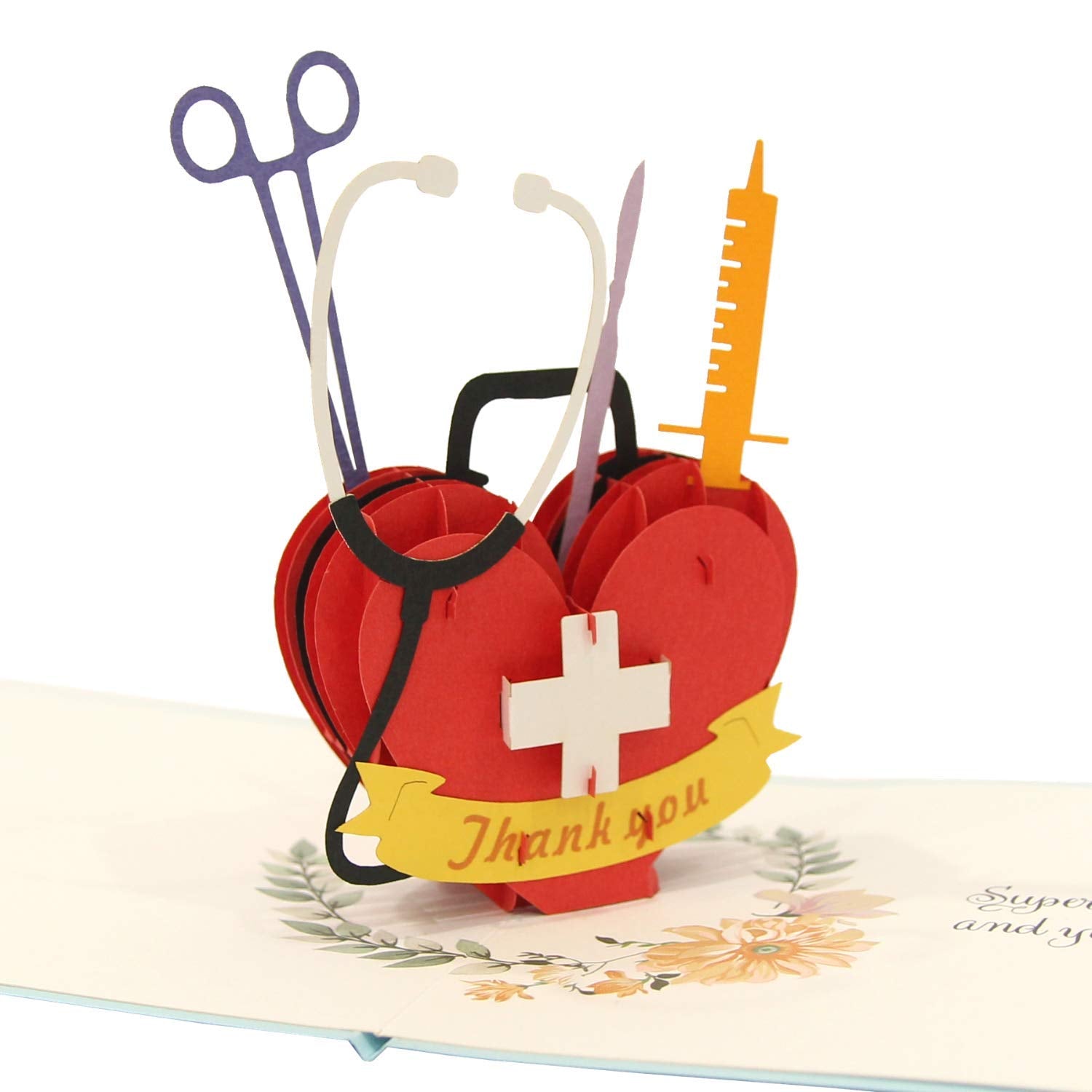 Medical Thank You 3D Popup Card For Doctor, Nurse Or Paramedic- 6X8 Inches - Memorable Keepsake For Friend, Family Or Colleague In Any Occasion