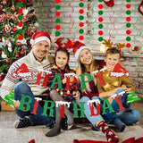 Red And Green Glitter Merry Birthday Banner Merry Christmas Birthday Banner Xmas Birthday Banner For Christmas Birthday Party Decorations