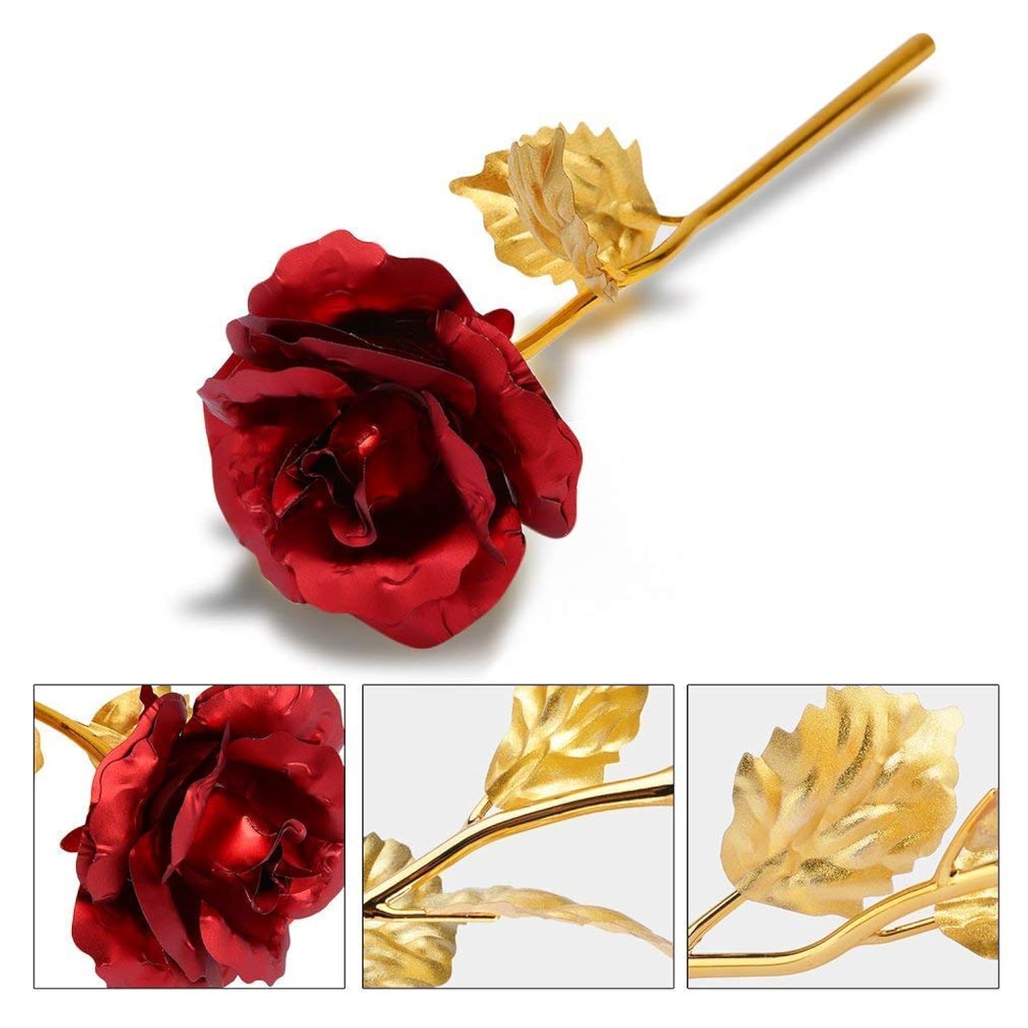 Golden Rose, Artificial Rose Flower Gifts For Her With Luxury Gift Box Great Gift Idea For Valentine'S Day, Mother'S Day, Birthday, Anniversary, (Red)(One Quantity, 11Inch Height)