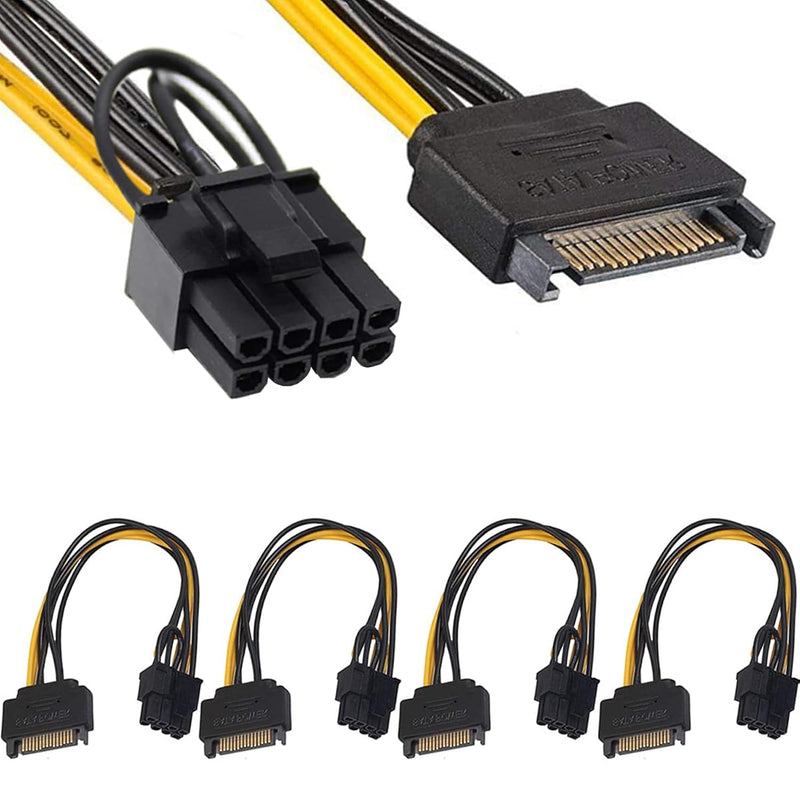 10 Pack Sata Power Cable 15 Pin To 8 Pin (6+2 Pin) Pci Express Pci-E For Graph