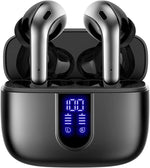 Bluetooth Wireless Earbuds, 60H Playback, LED Display, IPX5, with Mic