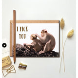 Romantic Watercolor Monkey Card - Funny Valentines Cheers Card - I Pick You Fun Card - Cute Watercolor Love Card, White