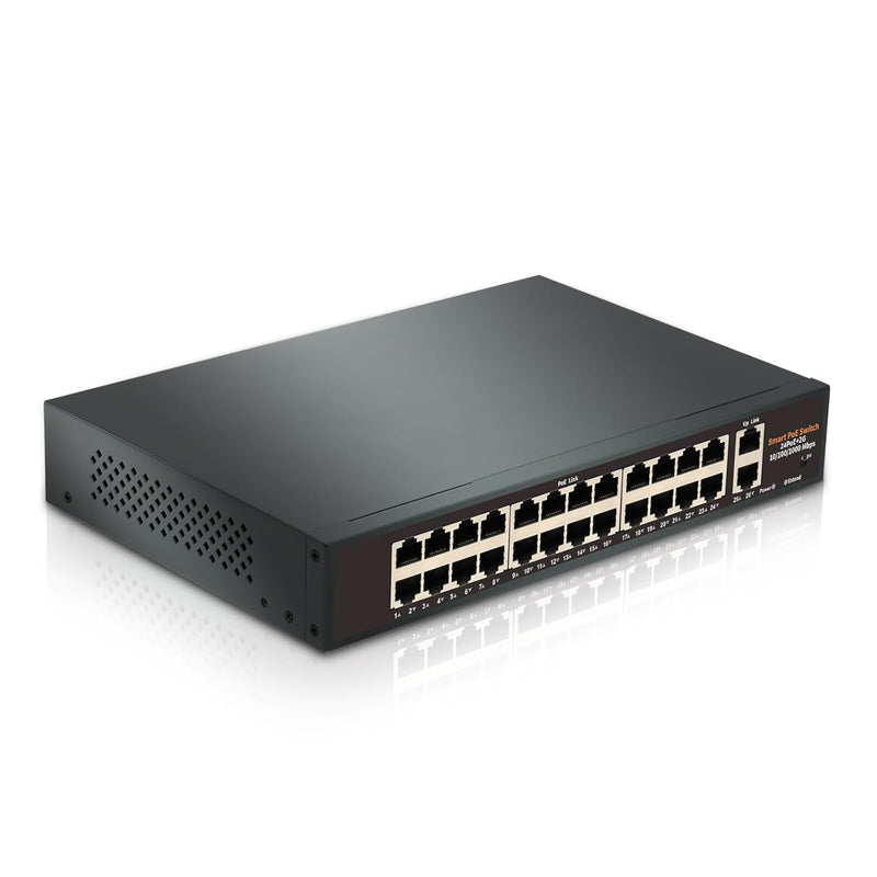 24 Port Gigabit Poe Switch With 2 Uplink 1000Mbps,Large Power Up To 400W 802.3