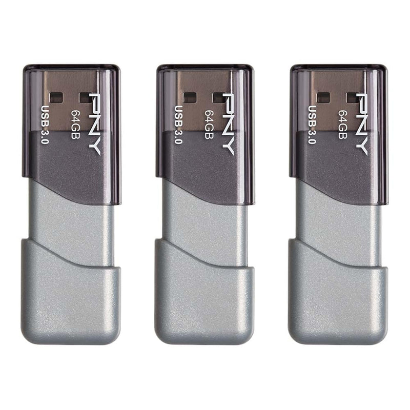 64Gb Turbo Attaché 3 Usb 3.0 Flash Drive 3-Pack,Grey