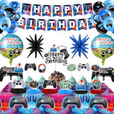 Video Game Happy Birthday Decorations - Game Party Decorations Supplies With Banner, Honeycomb Table Centerpieces, Tablecloth, Cake Toppers, Video Game Balloons For Boys Birthday Gamer Party