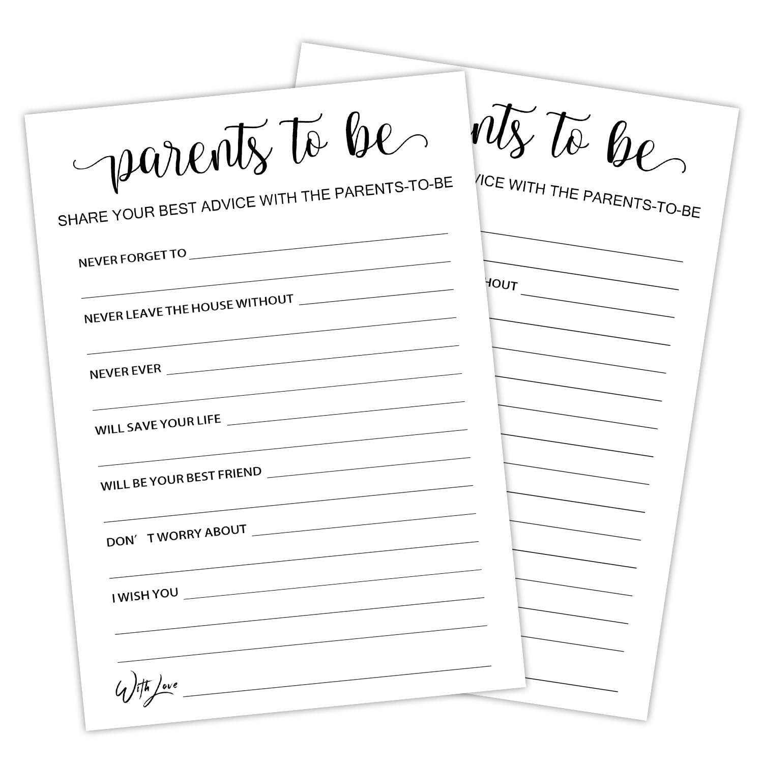 Parents To Be Advice Baby Shower Game - Baby Shower Games, Minimalist White Gender Reveal Game, 30 Game Cards, Gender Neutral Pregnant Announcement Party Game Activity Decor Supplies -Jy991