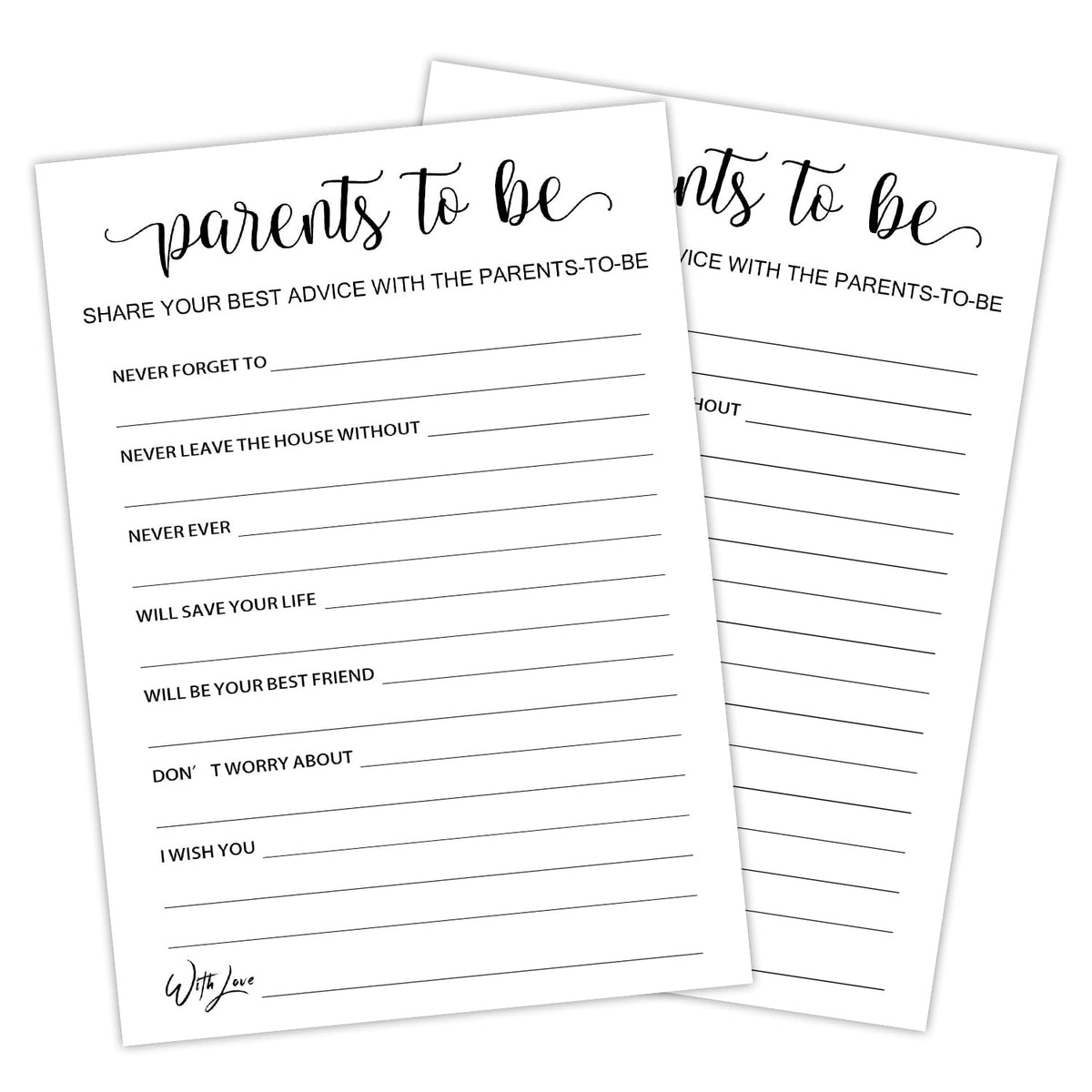 Parents To Be Advice Baby Shower Game - Baby Shower Games, Minimalist White Gender Reveal Game, 30 Game Cards, Gender Neutral Pregnant Announcement Party Game Activity Decor Supplies -Jy991