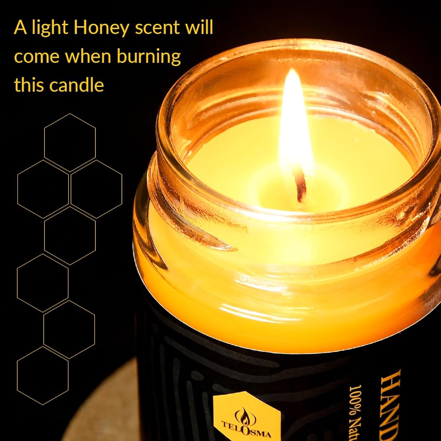 Beeswax Jar Candle In Glass Container, Natural Organic Candle Smokeless Clean Burn | 36 Hours Burning Time, Yellow
