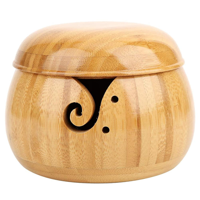 Yarn Bowl Holder, Bamboo Wool Yarn Bowl Yarn Storage Holder With Removable Lid