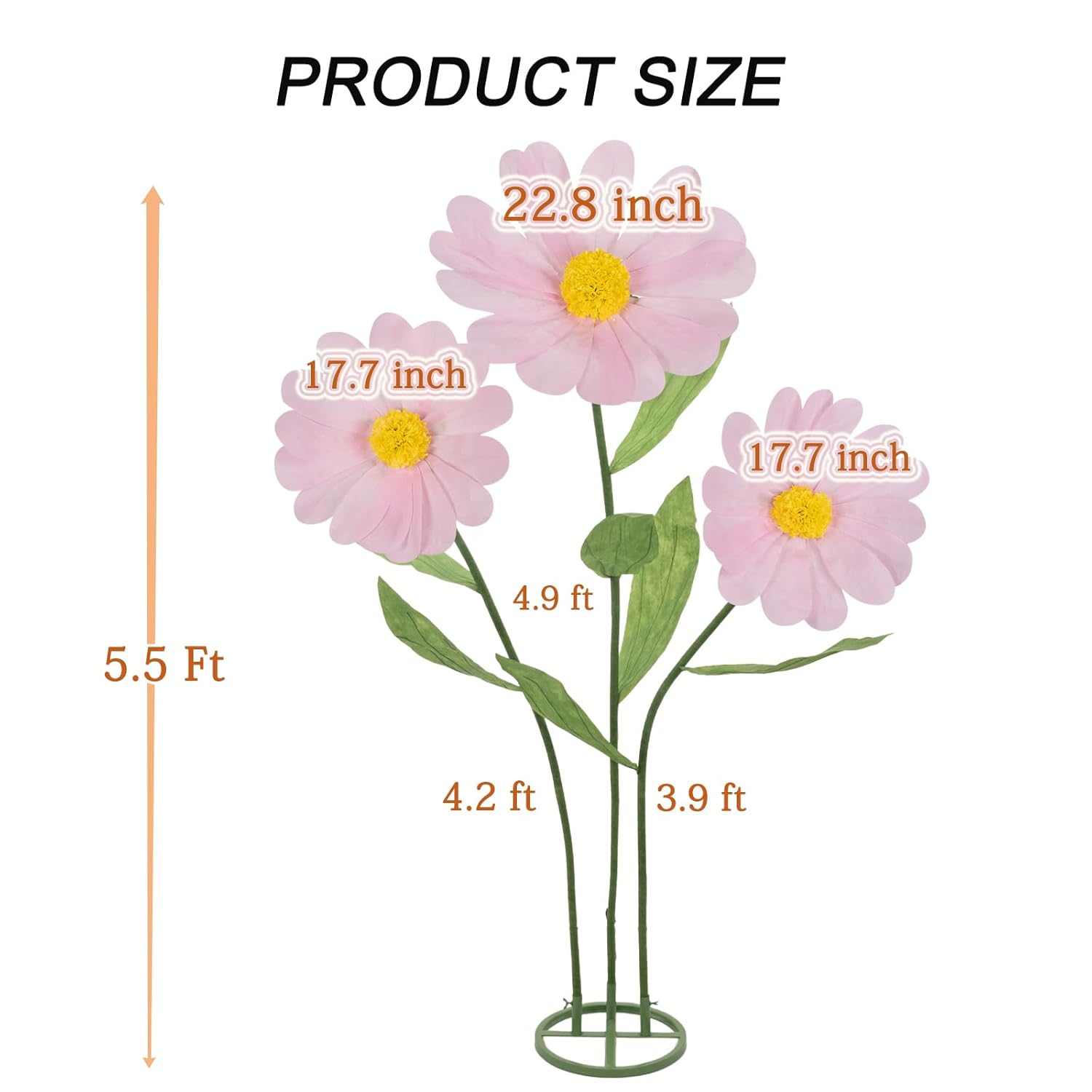 Giant Flowers For Decoration,Large Daisy Flowers Artificial,Big Paper Flower For Wedding,Birthday Party,Garden,Office,Home,Shop Window Display(Pink)