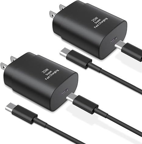 2 Pack 25W USB C Fast Charger with 6FT Cable for Samsung Galaxy Pixel iPhone