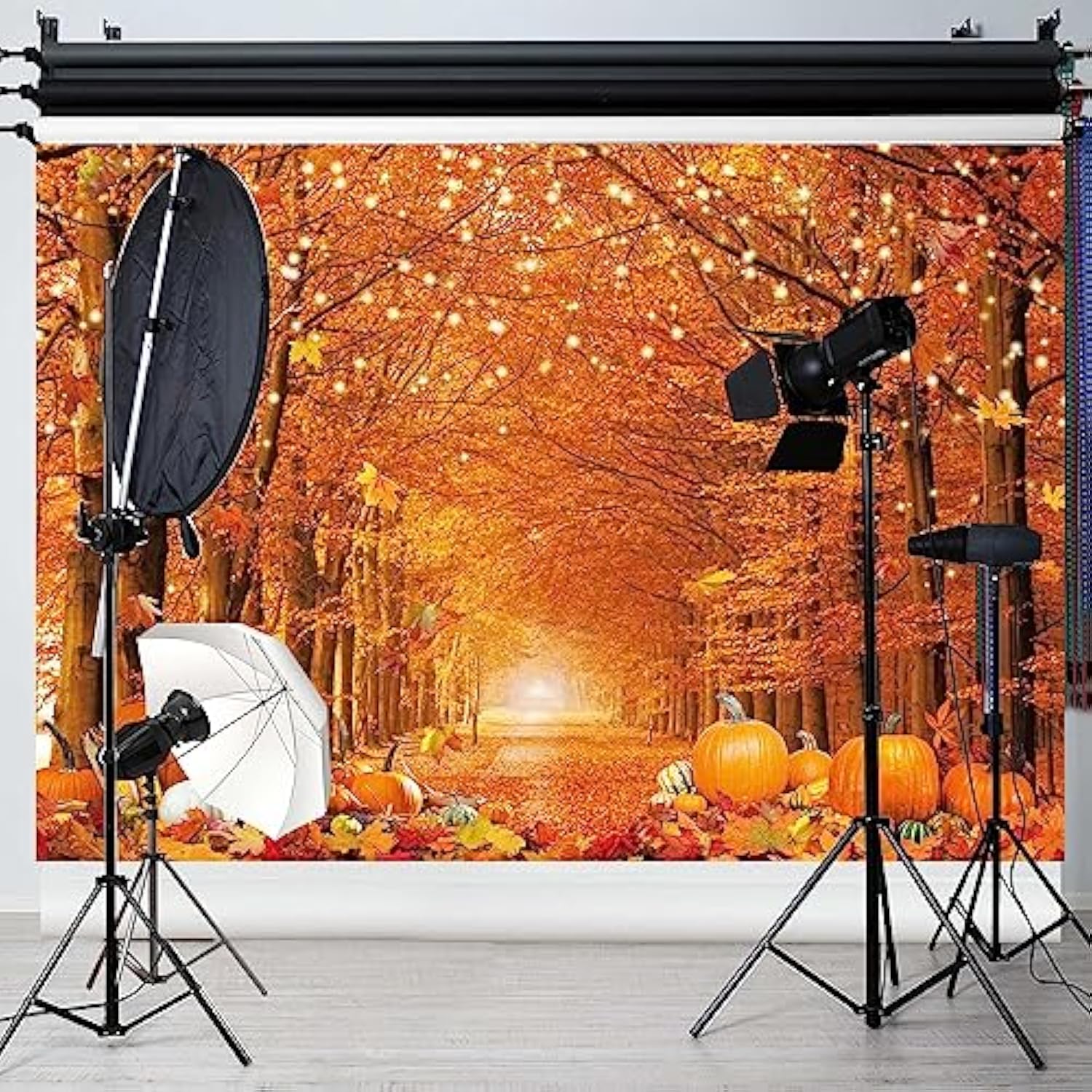 7x5FT Fall Autumn Photo Backdrop Maple Leaves Pumpkins Thanksgiving Party Decoration Fabric