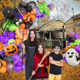 159Pcs Halloween Balloon Arch Kit - Ghost, Pumpkin, Black, Orange, Purple & Green Decor