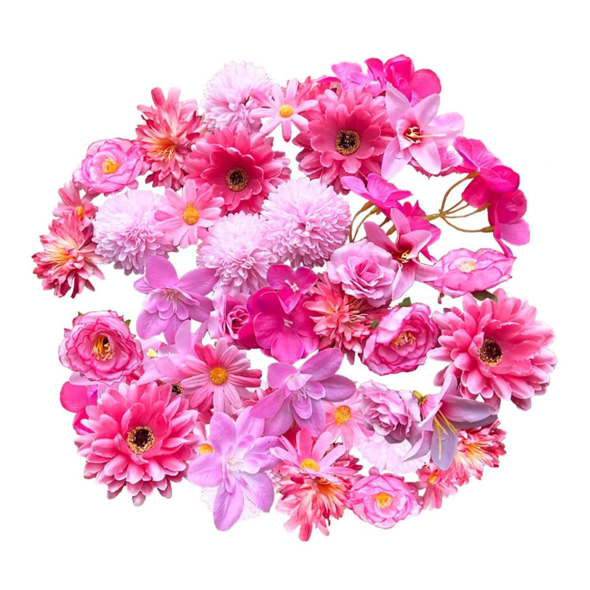 36Pcs Artificial Flower Heads Silk Faux Flower Head For Crafting Project Birthday Cake Blossom Garland Bouquets For Wedding Party Baby Shower Home Decoration (36, Pink)