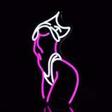 Lady Neon Sign Pink White LED Wall Decor USB Powered Light Up Sign for Preppy Room Party