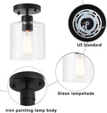 2 Pack Black Semi Flush Mount Ceiling Lights Rustic Matte Black Hallway Fixtures