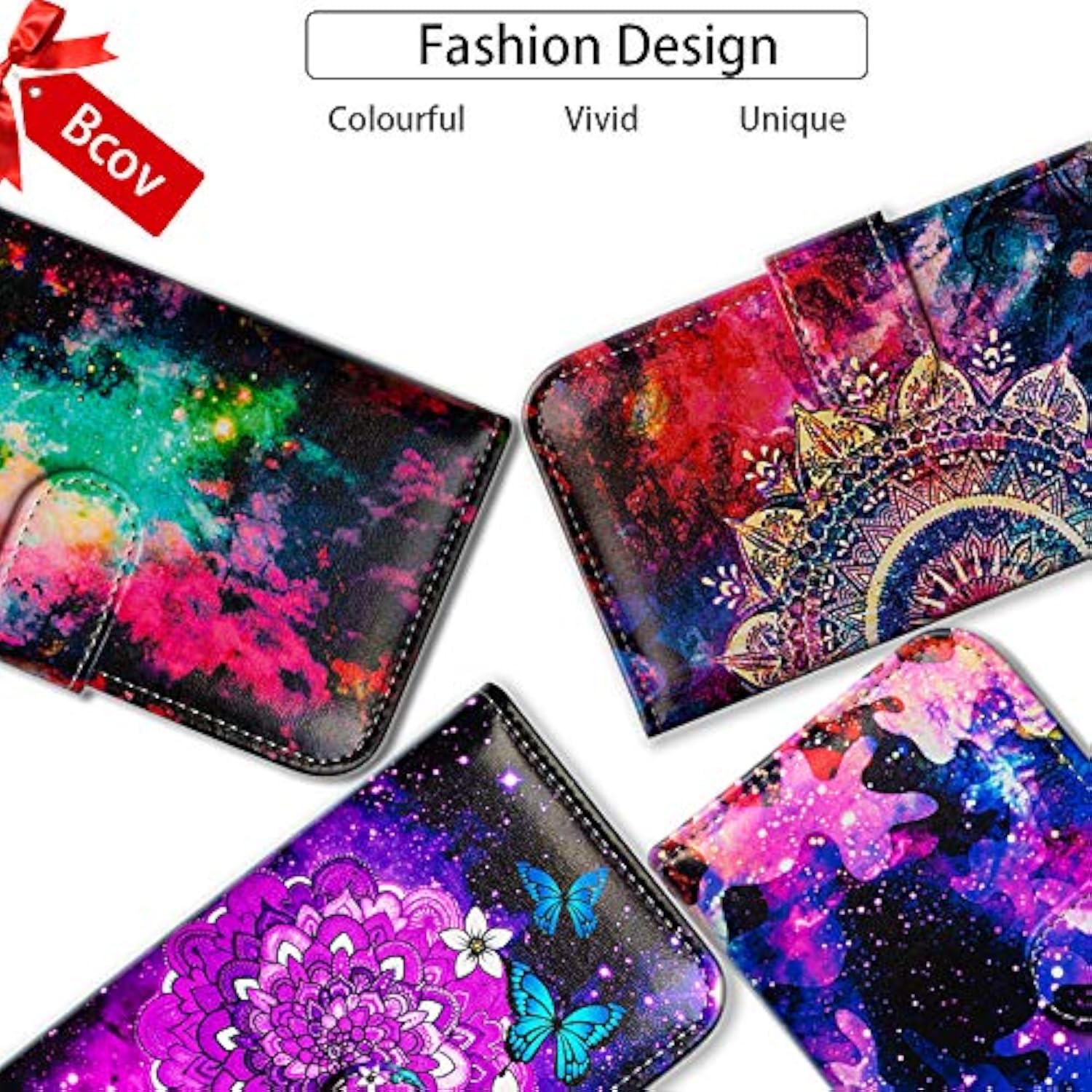 Leather Flip Wallet Case Cover for iPhone SE 2022, iPhone SE 3rd Gen, iPhone SE 2020, iPhone 8, iPhone 7 - Hummingbird in Flowers Design