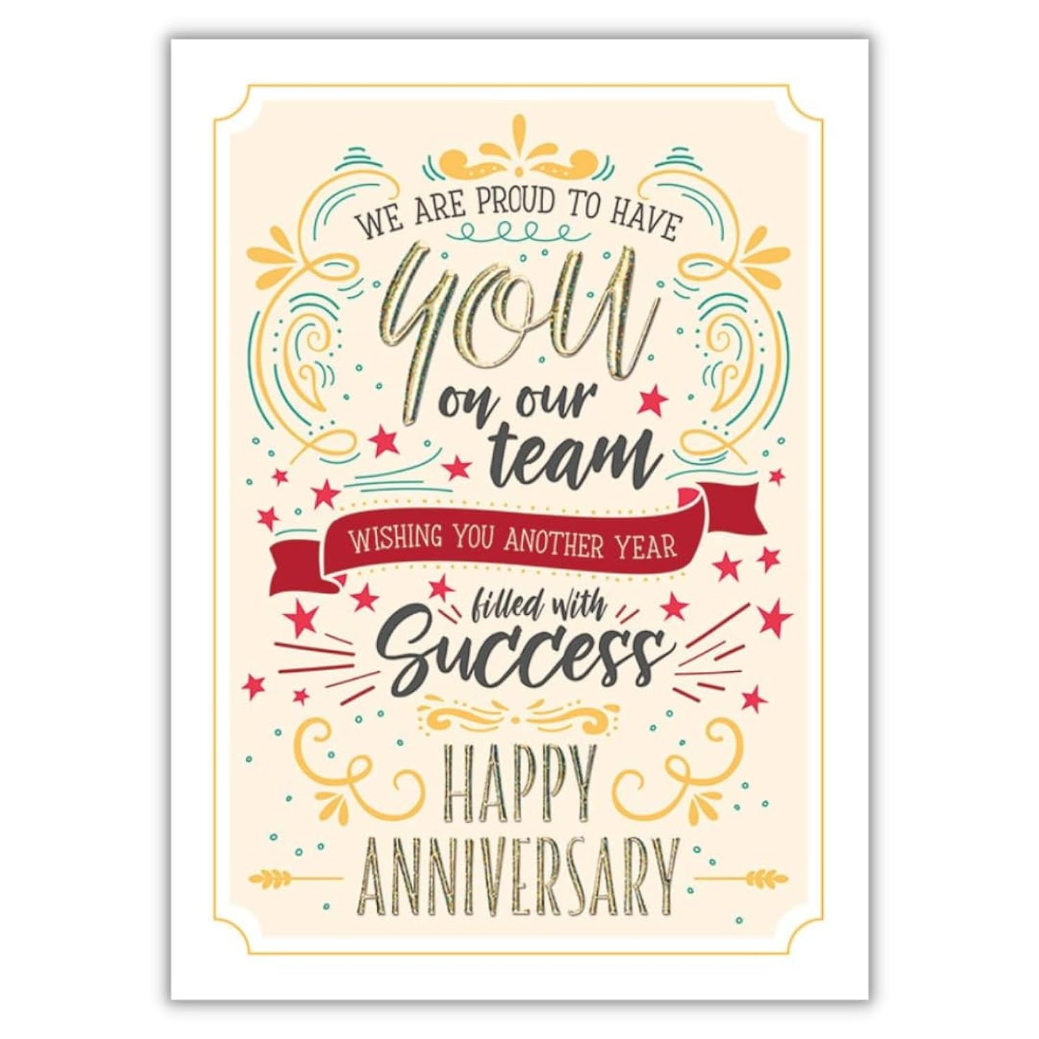 25 Employee Anniversary Cards - Modern Typographic Design - 26 White Envelopes - Fsc Mix