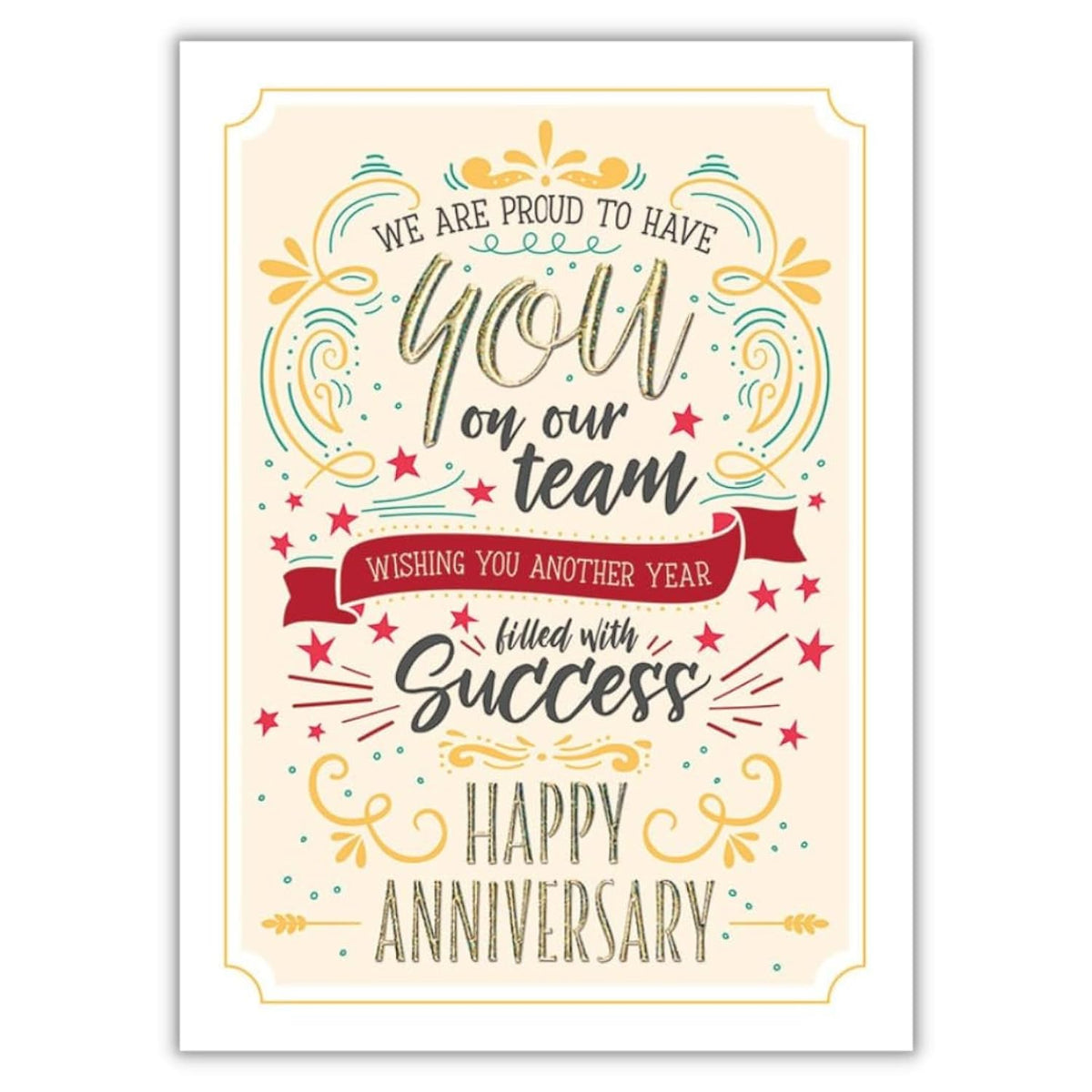 25 Employee Anniversary Cards - Modern Typographic Design - 26 White Envelopes - Fsc Mix