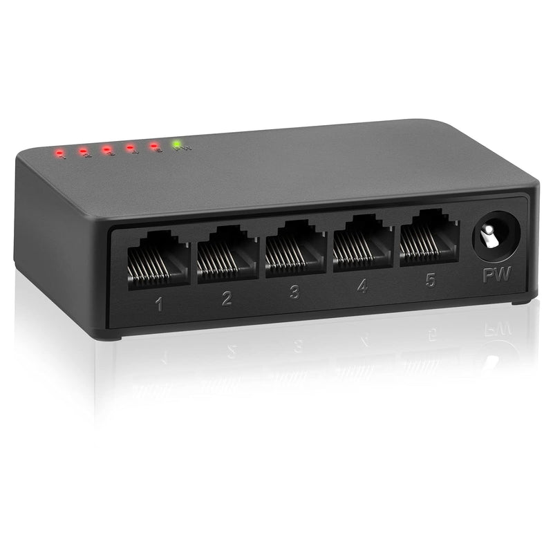 Ethernet Switch,5 Port Gigabit Unmanaged Network Switch, Portable Switch | Plu