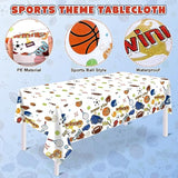 130pcs Sports Party Decor Kit – Balloon Arch, Backdrop & Tablecloth for Kids’ Sports Birthday