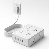 8 Outlet Surge Protector Power Strip with 4 USB Ports and 6 ft Flat Extension Cord