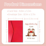 Funny Otter Valentine'S Day Card For Husband Wife, Lovely V-Day Card With Red Envelope And Sticker For Him Her Partner, Happy Valentine'S Day To My Otter Half