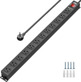 12 Outlet Metal Power Strip 2100J Surge Protector 6FT Cord Wide Spaced