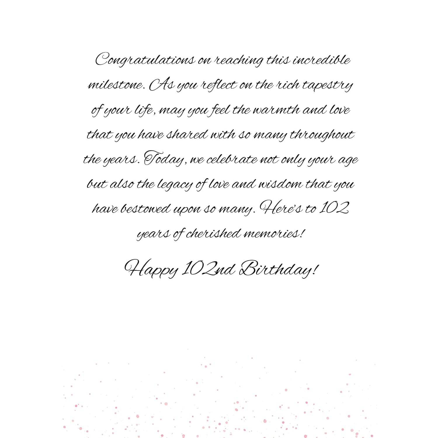 102Nd Birthday Card, 102 Years Old, Milestone Greeting Card