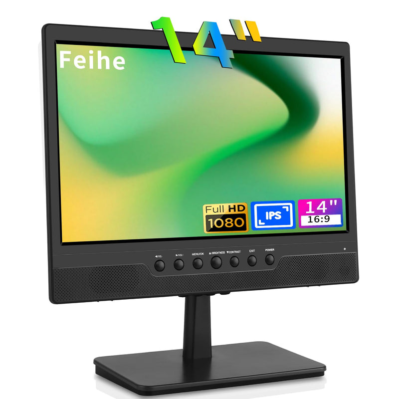 14 Inch Full Hd Ips Monitor,1080P Computer Monitors With Hdmi Vga Build-In Spe