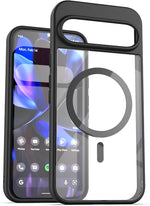 Pixel 9 Pro XL Case 6.8", Magnetic Clear, MagSafe, Dual-Hybrid, TPU Bumper, Black