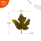 100 Pcs 3D Fake Maple Leaves Bulk Artificial Flowers Fall Decor Faux Autumn Wall Halloween Party Thanksgiving Decorations Floral Arrangement Diy Craft (Medium-Leaf Green)