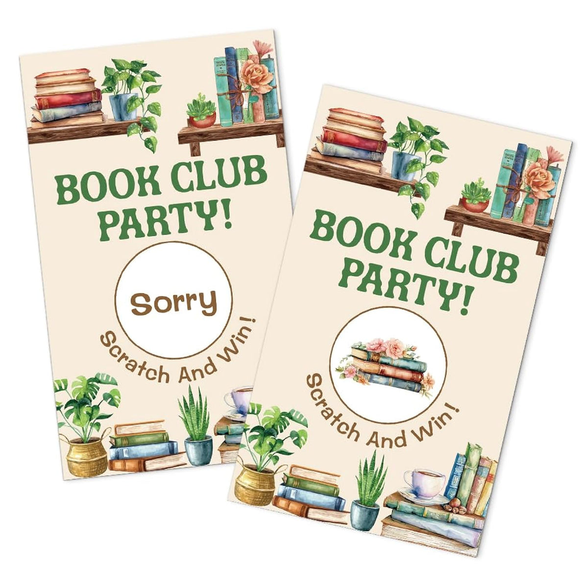 50 Pack Book Club Party Scratch Off Cards, Read Books Theme Scratch Cards For Bookworm Game, Funny Reading Corner Raffle Tickets For Family Activity, Bachelor Party Games