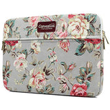 Rose Pattern Canvas Laptop Sleeve Case Bag With Pocket For Macbook Pro 14 Inch And 14 Inch Laptop
